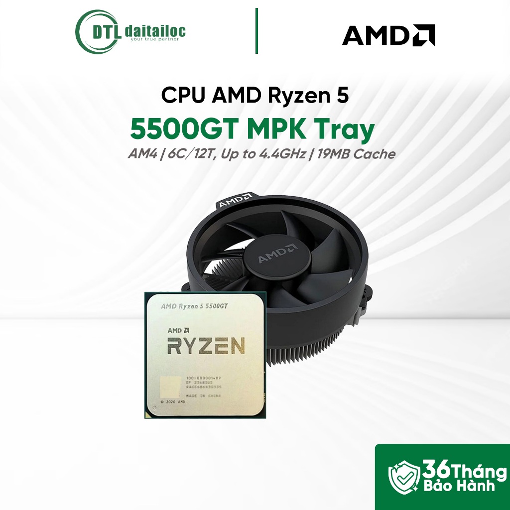 CPU AMD Ryzen 5 5500GT MPK Tray 3.6 GHz Upto 4.4 GHz 19MB 6 Cores 12 Threads | Chính hãng | Bảo hành