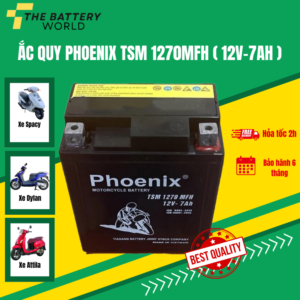 Ắc quy xe máy Phoenix TSM1270MFH 12V-7Ah