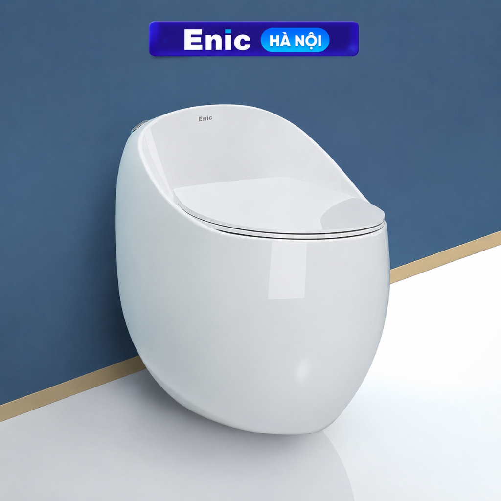Bồn cầu trứng Enic E - Bồn cầu nguyên khối bền chắc, chất liệu gốm tráng men chống ố vàng, hệ thống 