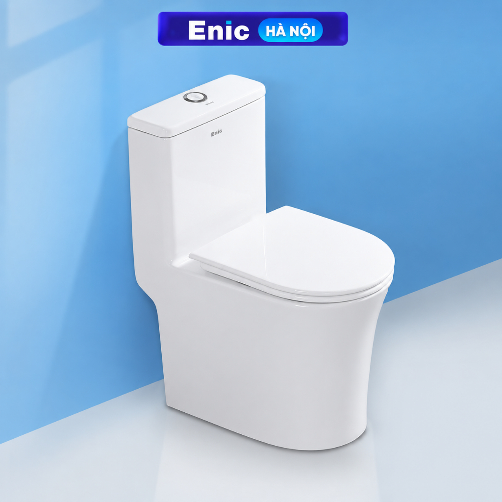 Bồn cầu enic N74, N07, V34 nguyên khối chất liệu gốm sứ cao cấp nung ở nhiệt độ cao bền chắc, chịu l