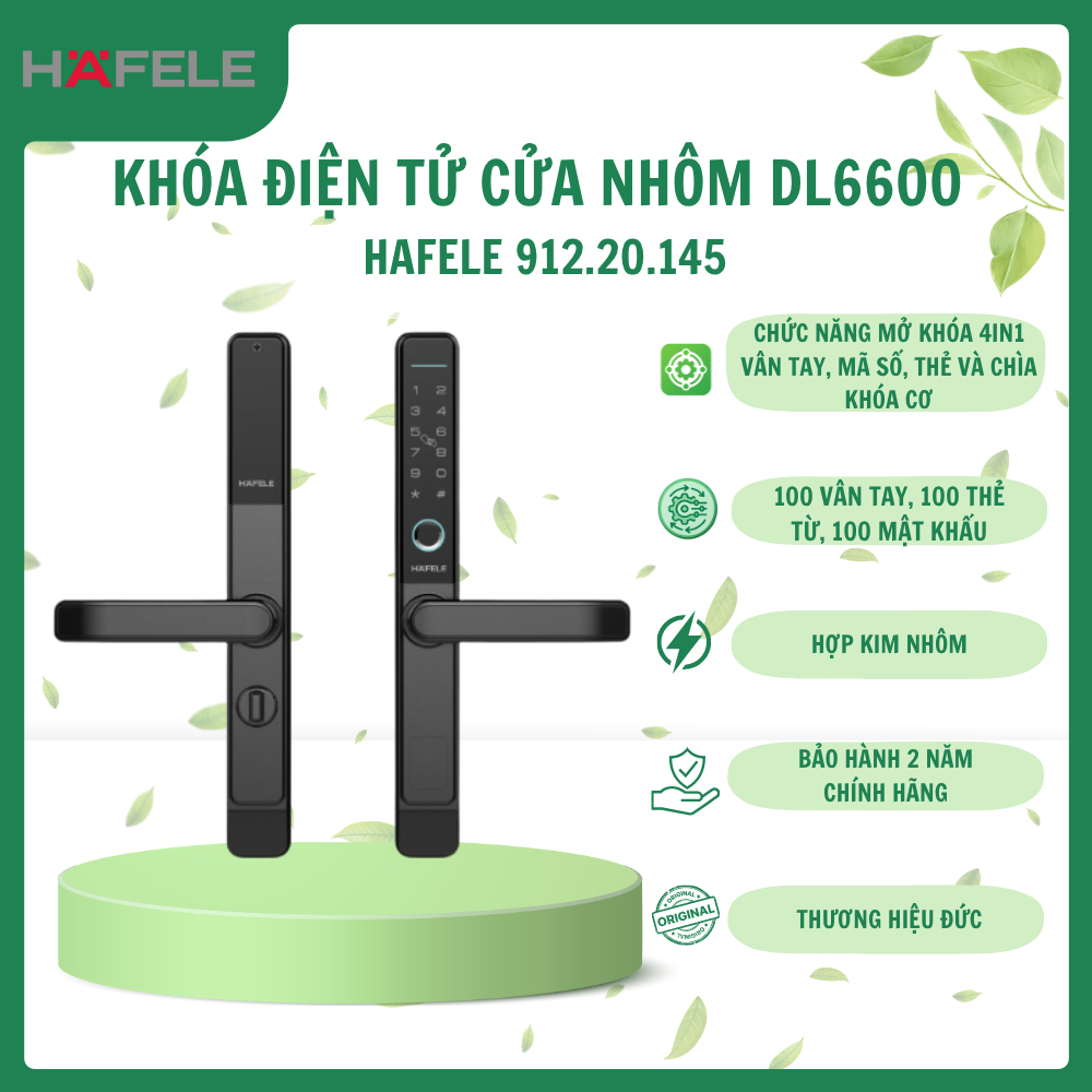 Khóa Điện Tử Cửa Nhôm DL6600 Hafele 912.20.145 - Chất Liệu Hợp Kim Nhôm