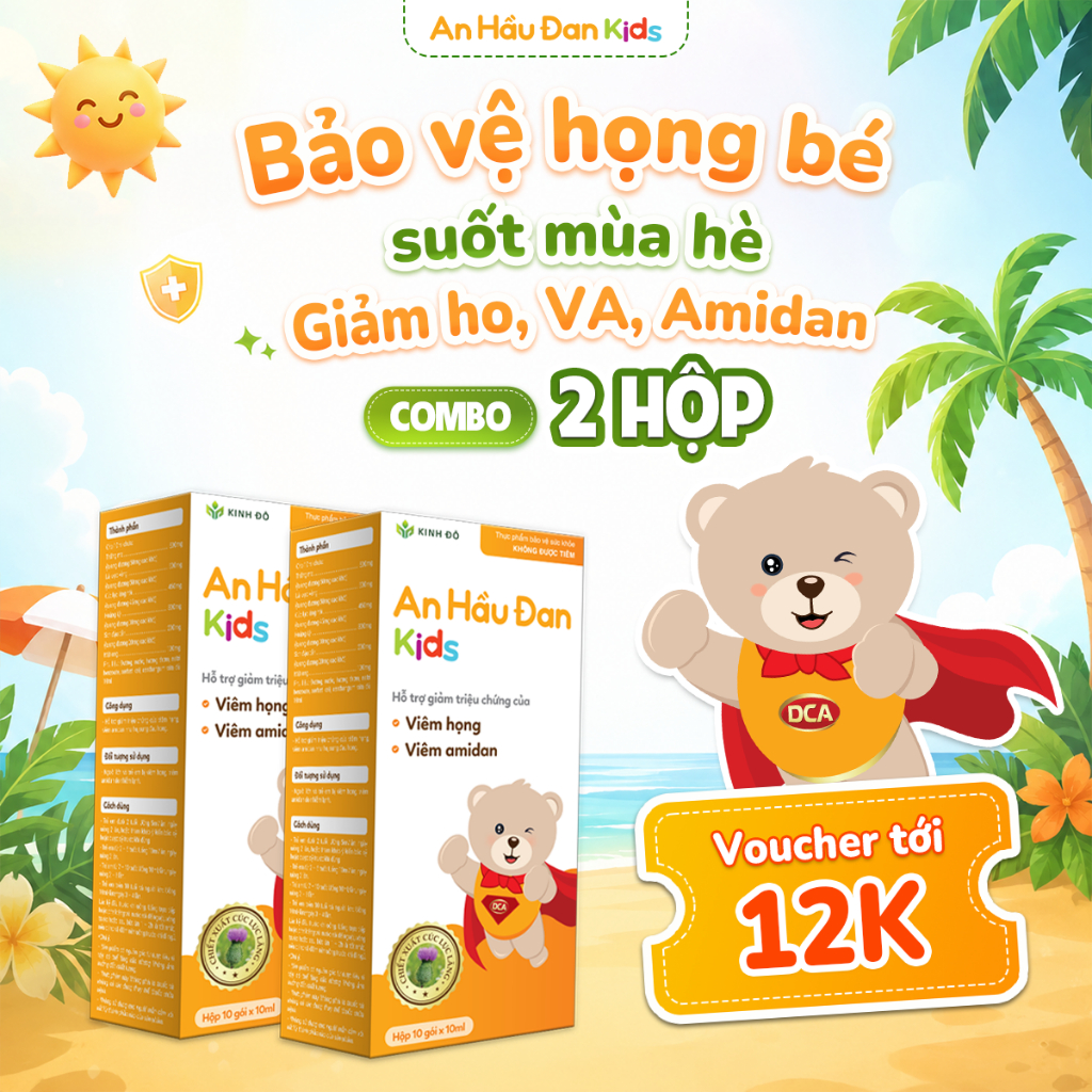 [COMBO 2 HỘP] Siro Ho Cho Bé An Hầu Đan Kids Hỗ Trợ Giảm Ho Viêm Amidan Cho Trẻ Từ 6 Tháng-10 Tuổi