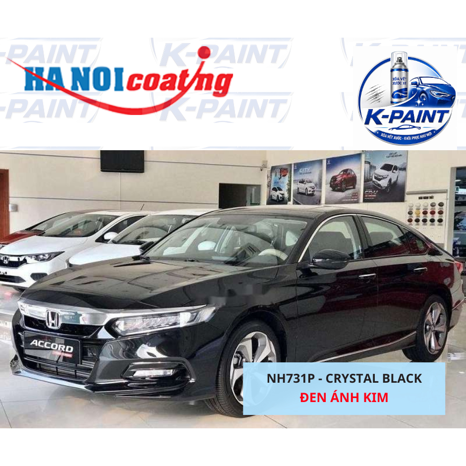 Sơn Xịt Xóa Vết Xước cho xe HONDA ACCORD màu ĐEN ÁNH KIM mã màu NH731P - CRYSTAL BLACK chính hãng K-