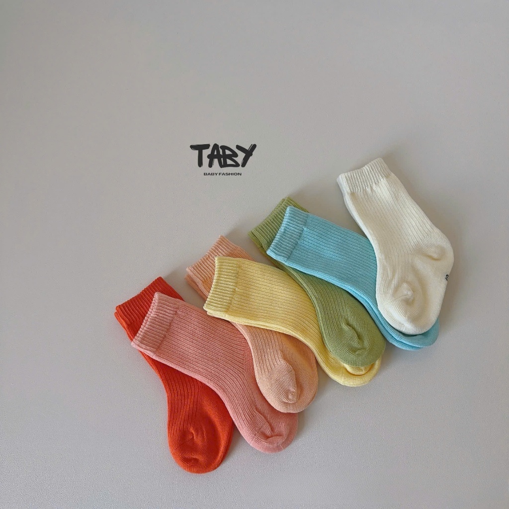 T14 Tất trơn basic tone màu pastel Taby Kids cho bé trai bé gái 1-5 tuổi