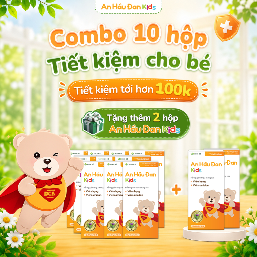 [COMBO 10 TẶNG 2] Siro Ho An Hầu Đan Kids Hỗ Trợ Cho Trẻ Viêm Amidan Viêm Va 6 Tháng-10 Tuổi