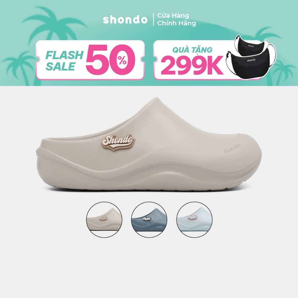 Giày Clog Nam Nữ Suke Gắn Charm Thoải Mái, Nhựa Đúc Shondo Nhiều Màu