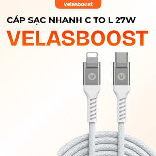 Cáp sạc nhanh C to L 27W velasboost, Dài 1m, Truyền dữ liệu USB 2.0 480Mpbs, Dây bện Nylon cao cấp, Đầu cáp hợp kim nhôm