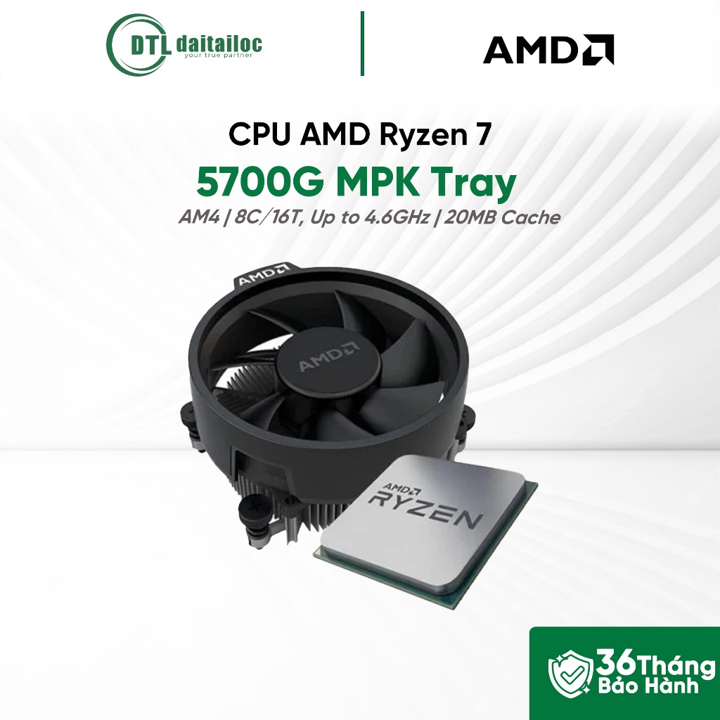 CPU AMD Ryzen 7 5700G MPK Tray  3.8 GHz Upto 4.6 GHz 4MB 8 Cores 16 Threads | Chính hãng | Bảo hành 