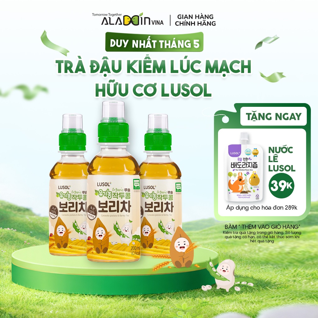 Trà đậu kiếm lúa mạch hữu cơ Lusol Hàn Quốc bổ sung dinh dưỡng cho bé - ALADDINVINA