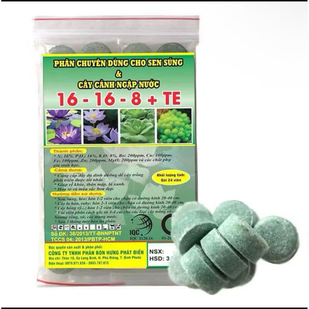 Phân chuyên dùng cho sen súng & cây cảnh ngập nước 16-16-8+ TE