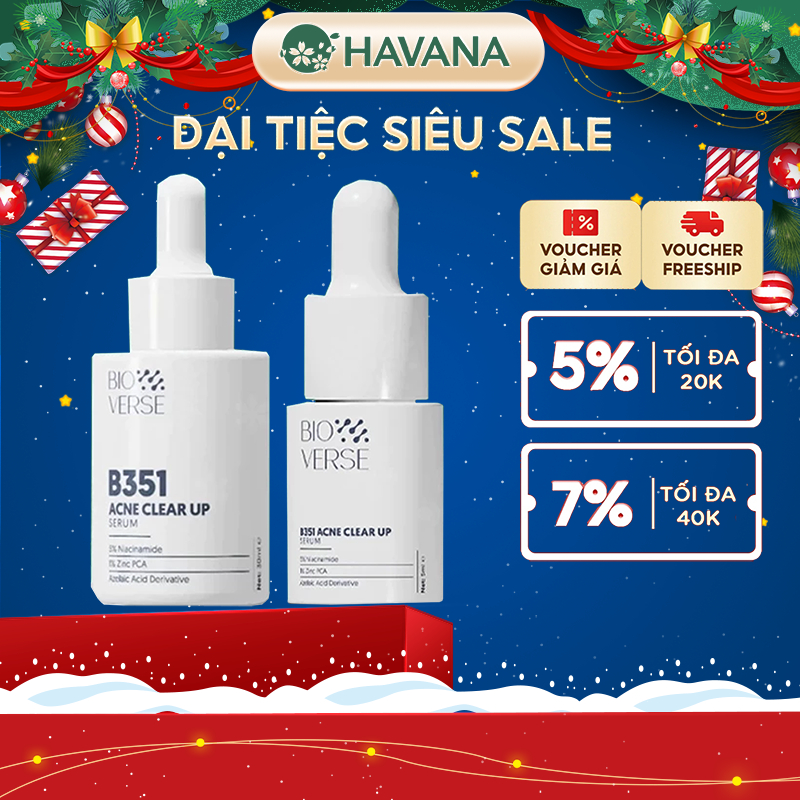 Tinh chất Bioverse B351 Acne Clear up Niacinamide 5% + Zinc 1% hỗ trợ giảm mụn hiệu quả