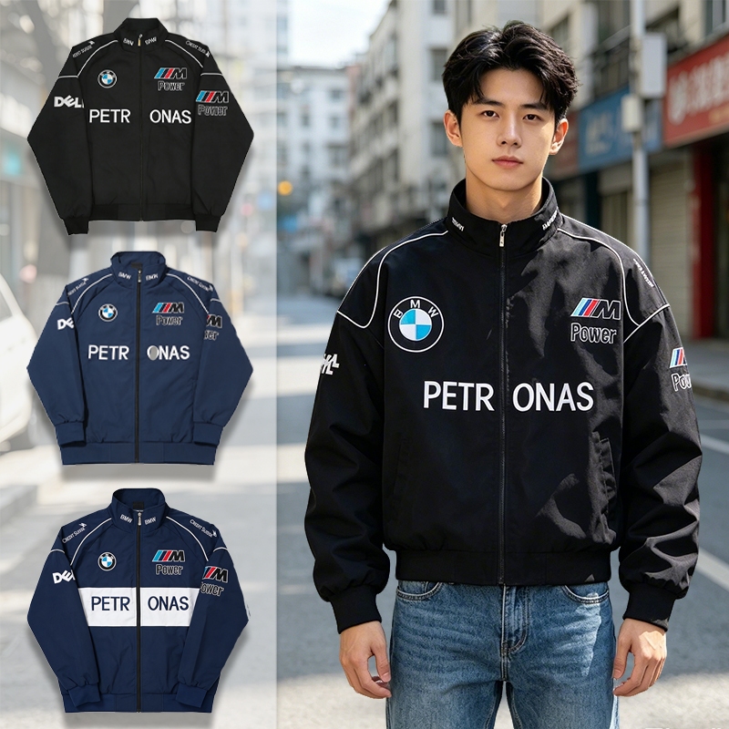 【Hàng Có Sẵn】GTY BMW Áo Khoác Đua Thêu,Áo Khoác Thể Thao Form Rộng,Áo Khoác Phong Cách Học Viện