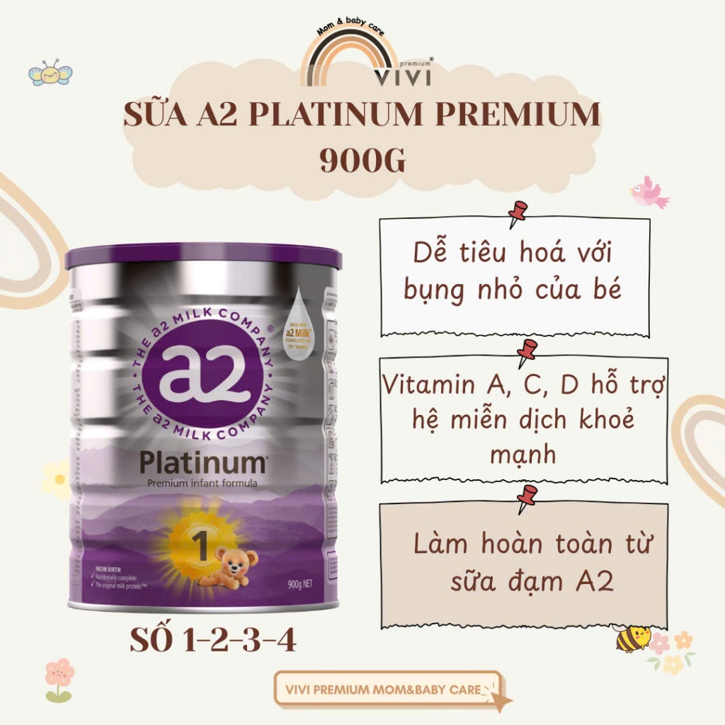 Sữa A2 Platinum số 1, 2, 3, 4 cho bé phát triển toàn diện Lon 900g - ViVi Premium Mall