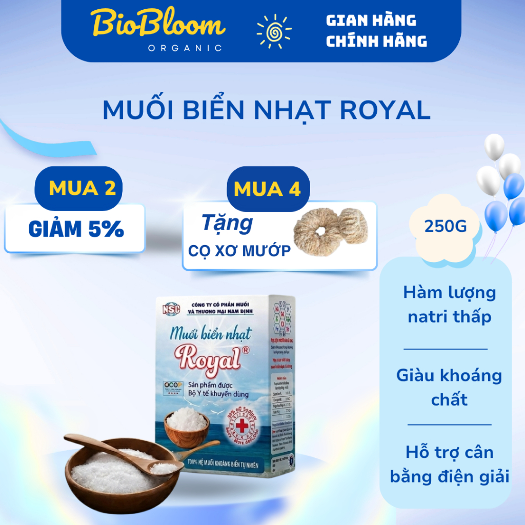 Muối biển nhạt Royal NSC 250g - Giàu khoáng, natri thấp