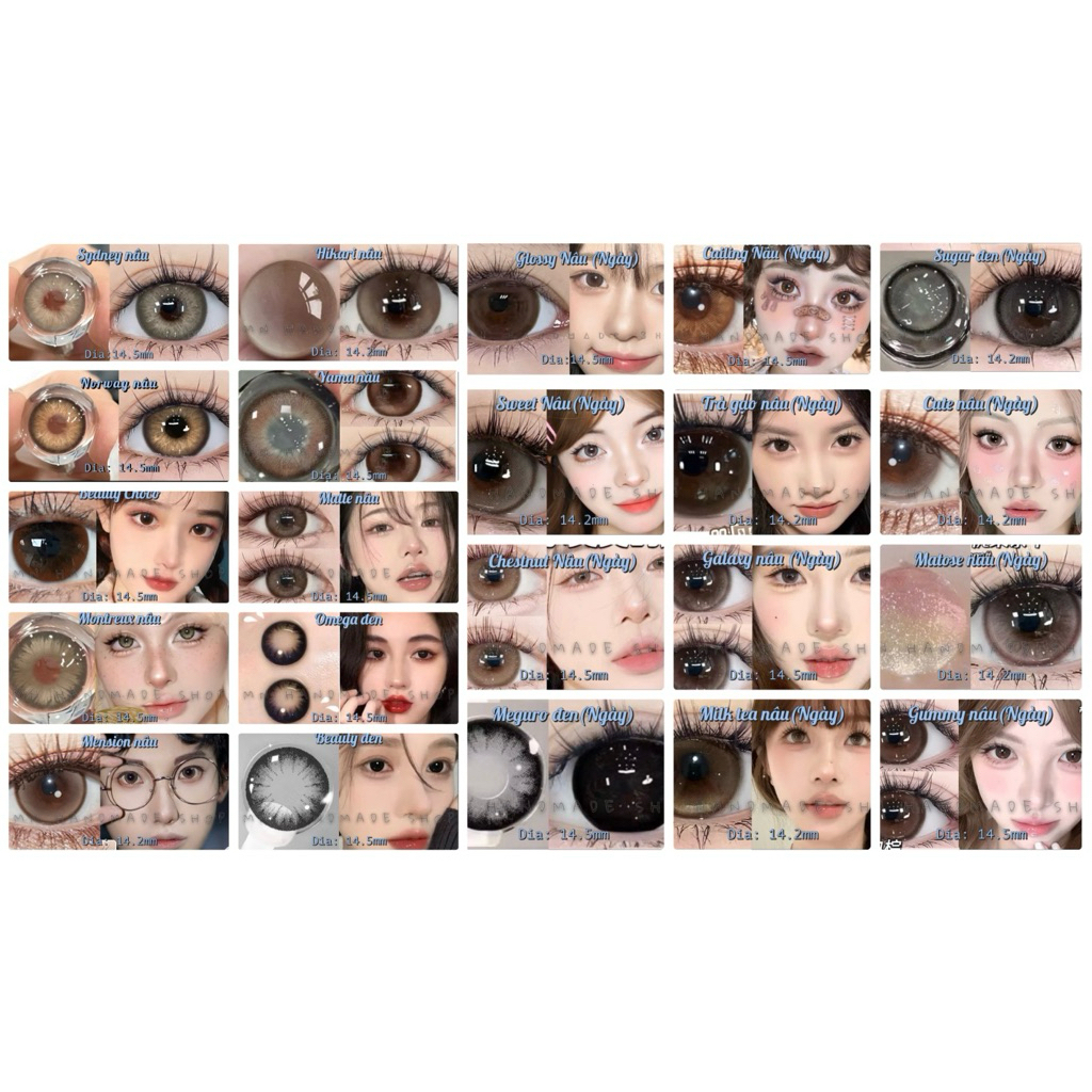 Lens cosplay Douyin màu xám - đen - nâu teen - douyin (Giá 1 cặp)
