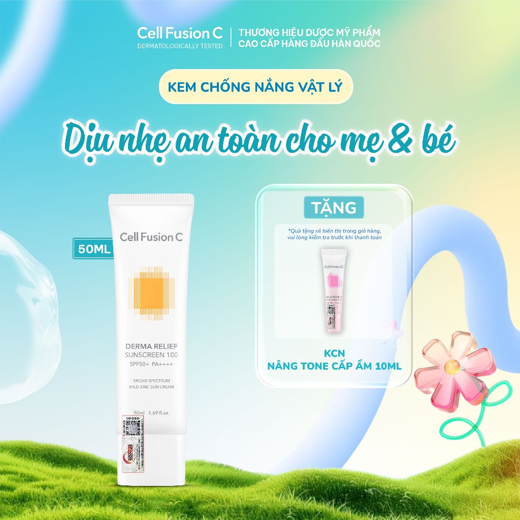 Kem Chống Nắng Thuần Vật Lý An Toàn Cho Mẹ Bầu & Em Bé Cell Fusion C Derma Relief Sunscreen 100 SPF 