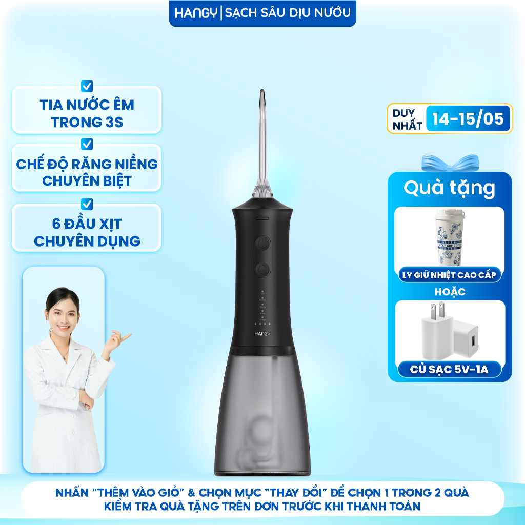 Máy Tăm Nước Cầm Tay Cho Răng Niềng HG23 & HN26 - Pin Trâu, 4 Chế Độ - Đổi mới trong 12 tháng