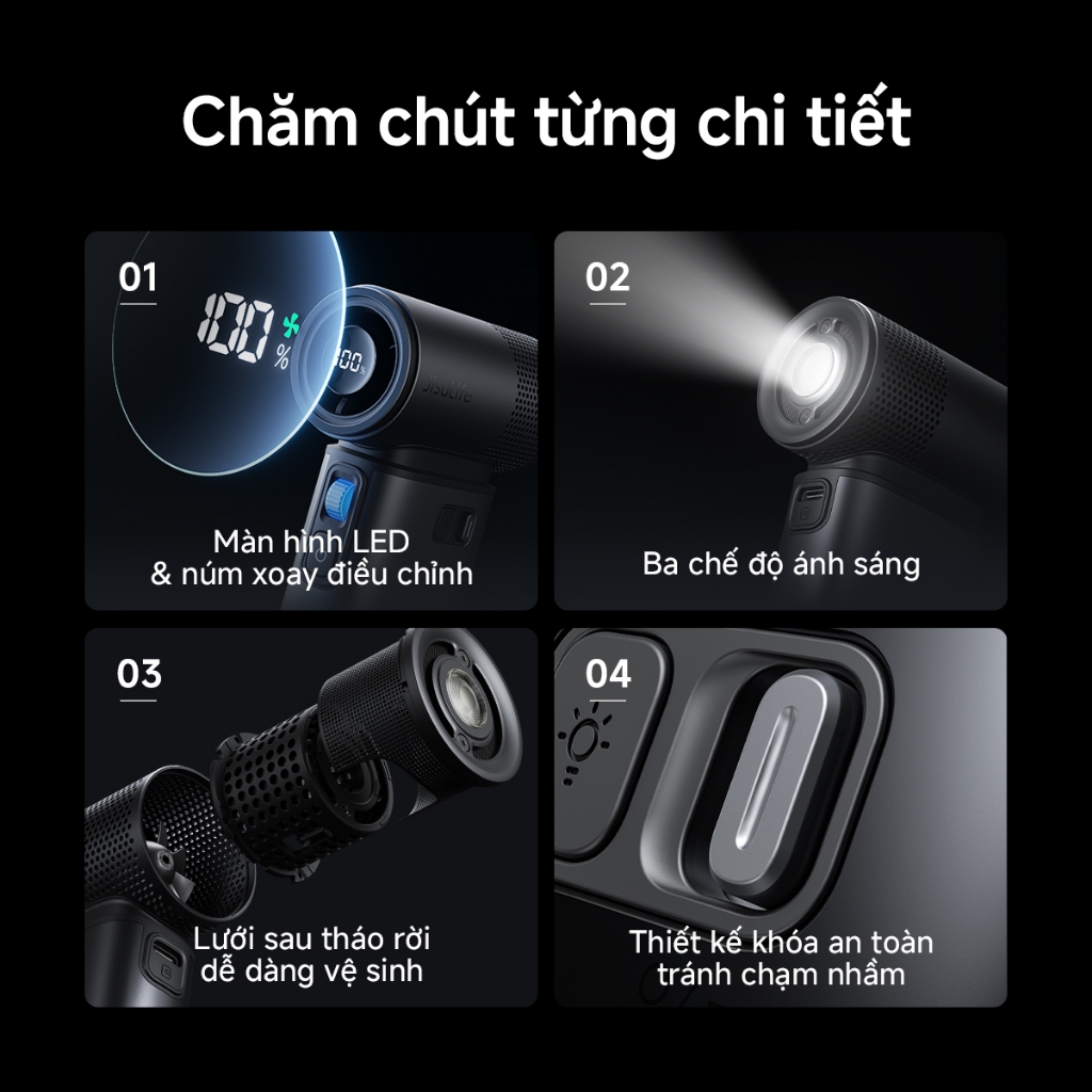 Quạt cầm tay JisuLife Ultra2 đa năng, pin 9000mAh bền, 100 cấp gió mạnh, đèn pin, sạc dự phòng, cắm trại ngoài trời | BigBuy360 - bigbuy360.vn