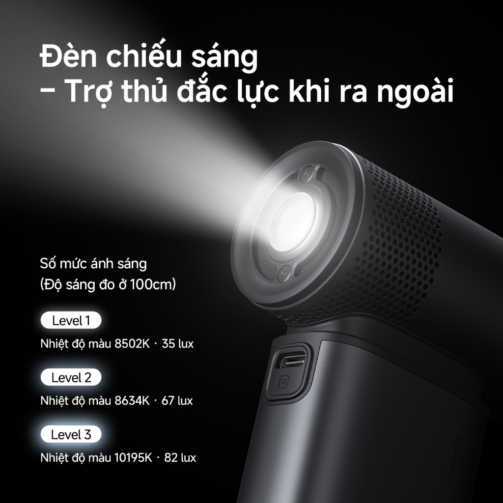 Quạt cầm tay JisuLife Ultra2 đa năng, pin 9000mAh bền, 100 cấp gió mạnh, đèn pin, sạc dự phòng, cắm trại ngoài trời | BigBuy360 - bigbuy360.vn