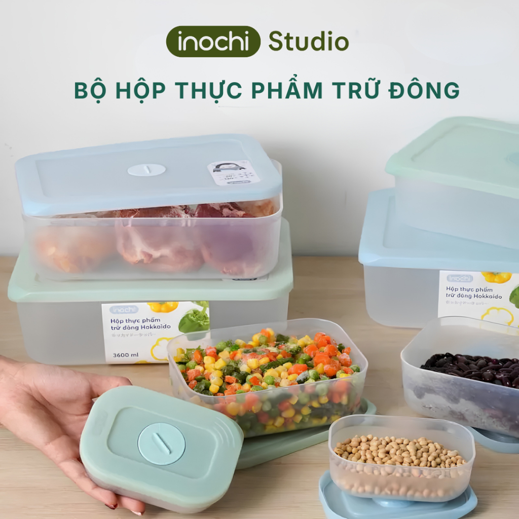 inochi Hộp thực phẩm TRỮ ĐÔNG, chất liệu nhựa PP chịu nhiệt không mùi, hộp cấp…