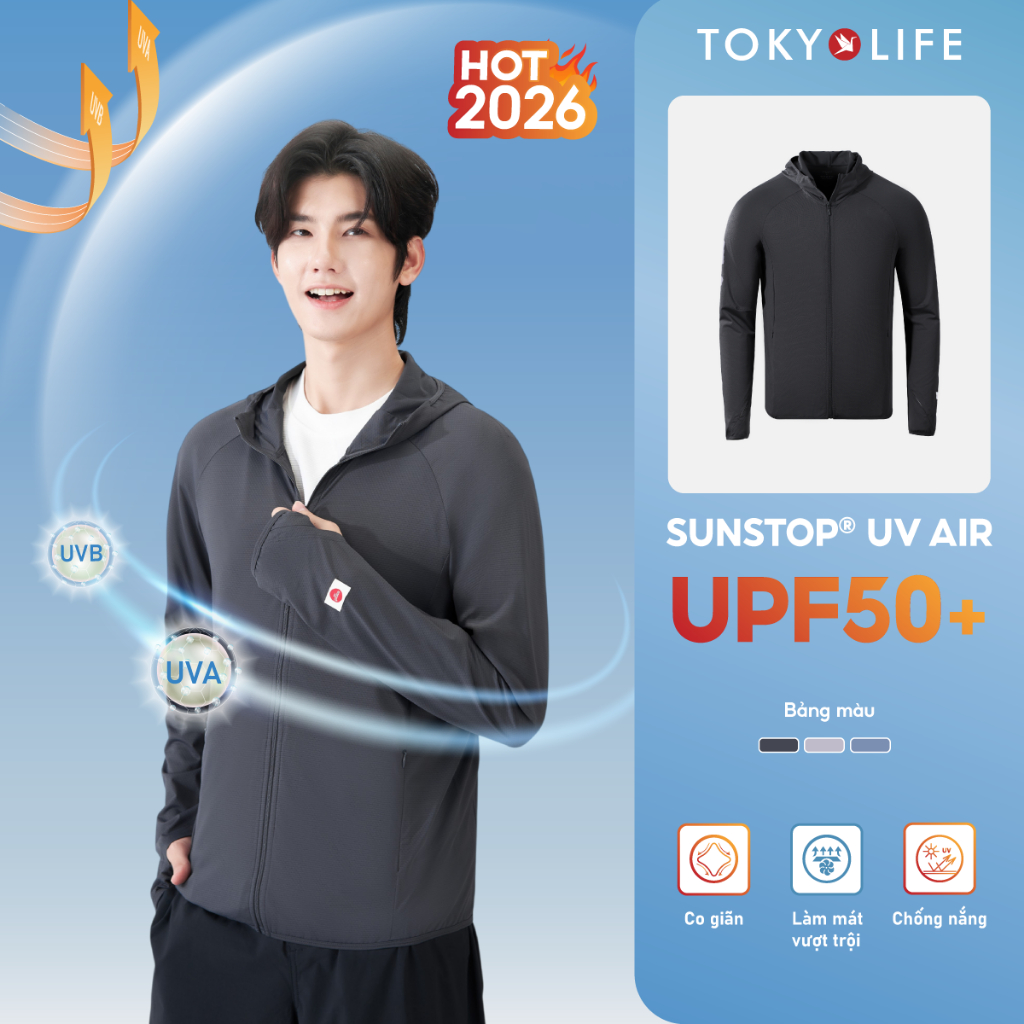 Áo Khoác Chống Nắng Nam TOKYOLIFE Chống Tia UV  Dòng Sunstop Air Mũ Liền 40000462