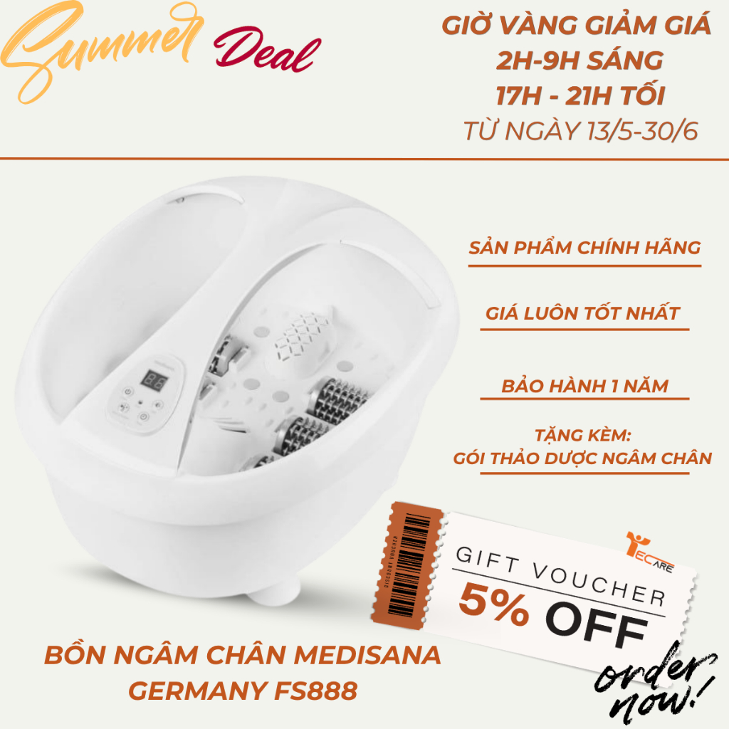 [KHUNG GIỜ VÀNG] Medisana Bồn Ngâm Chân FS888. Quà tặng: Thảo dược ngâm chân