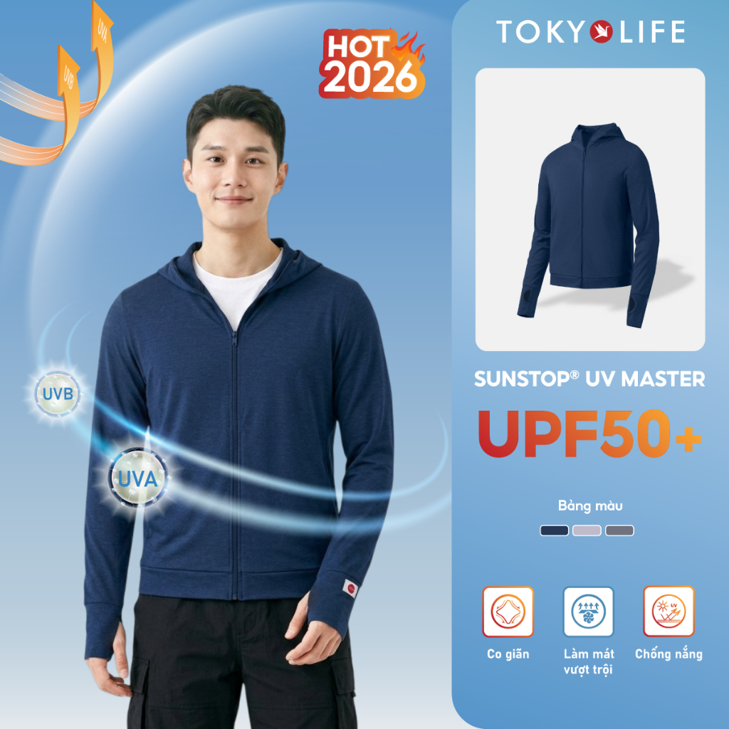 Áo khoác chống nắng nam SunStop Master TOKYOLIFE  mũ liền chống tia UV 40000464