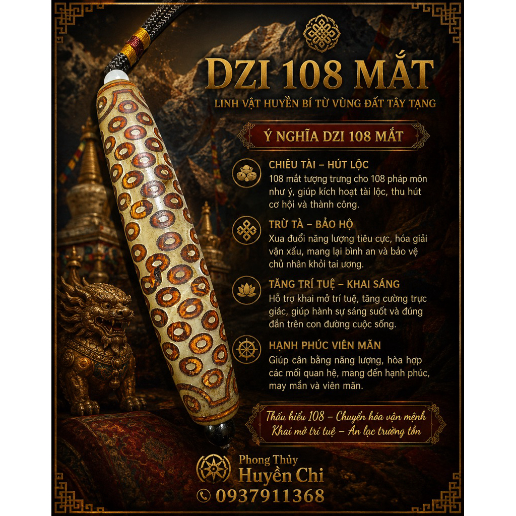 ✨ DZI 108 MẮT ✨ Biểu tượng trí tuệ – bình an – phước lành viên mãn 🙏 Hỗ trợ khai sáng,