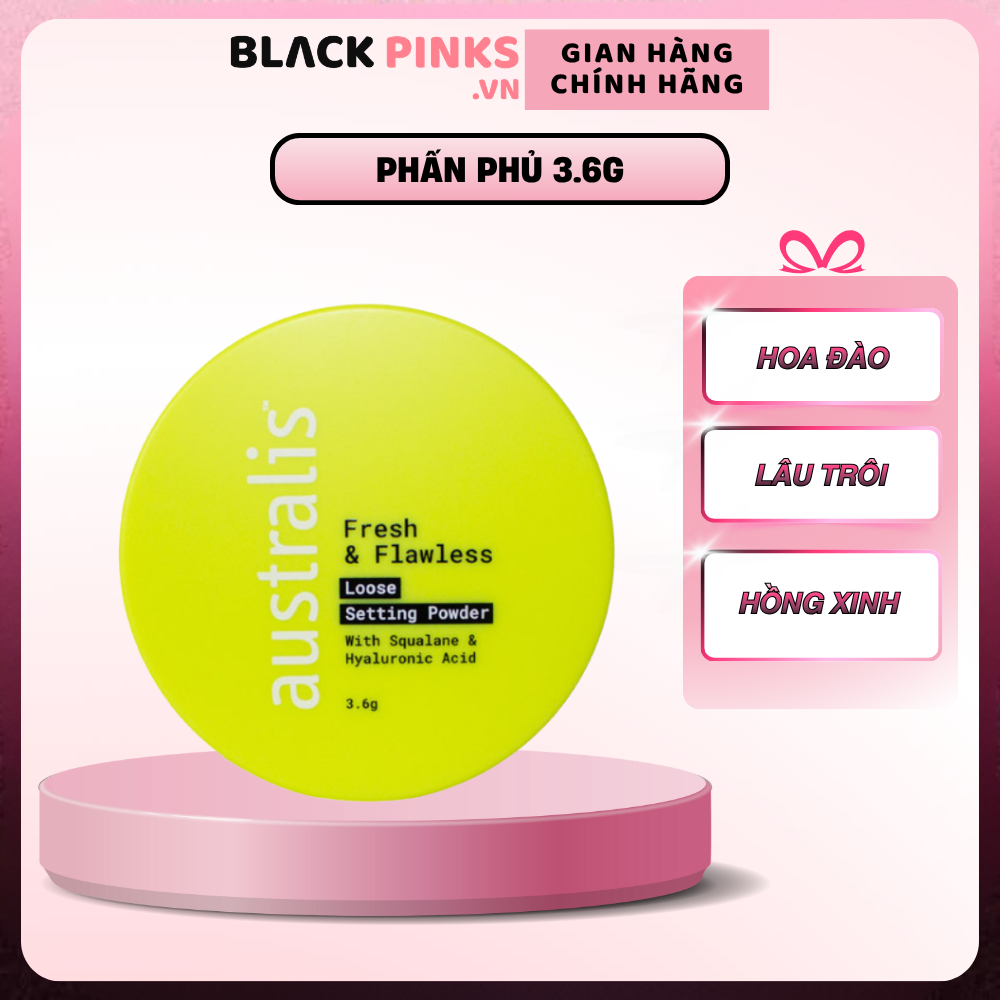 Phấn phủ Australis dạng bột mịn lì màu hoa anh đào Cherry Blossom 3.6g