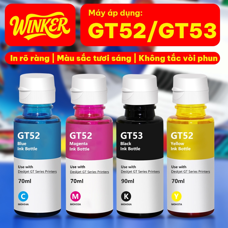 Bộ 4 màu mực GT52 dành cho máy in màu HP Ink Tank 115, HP Ink Tank 315, HP Ink Tank 415,HP Smart Tan