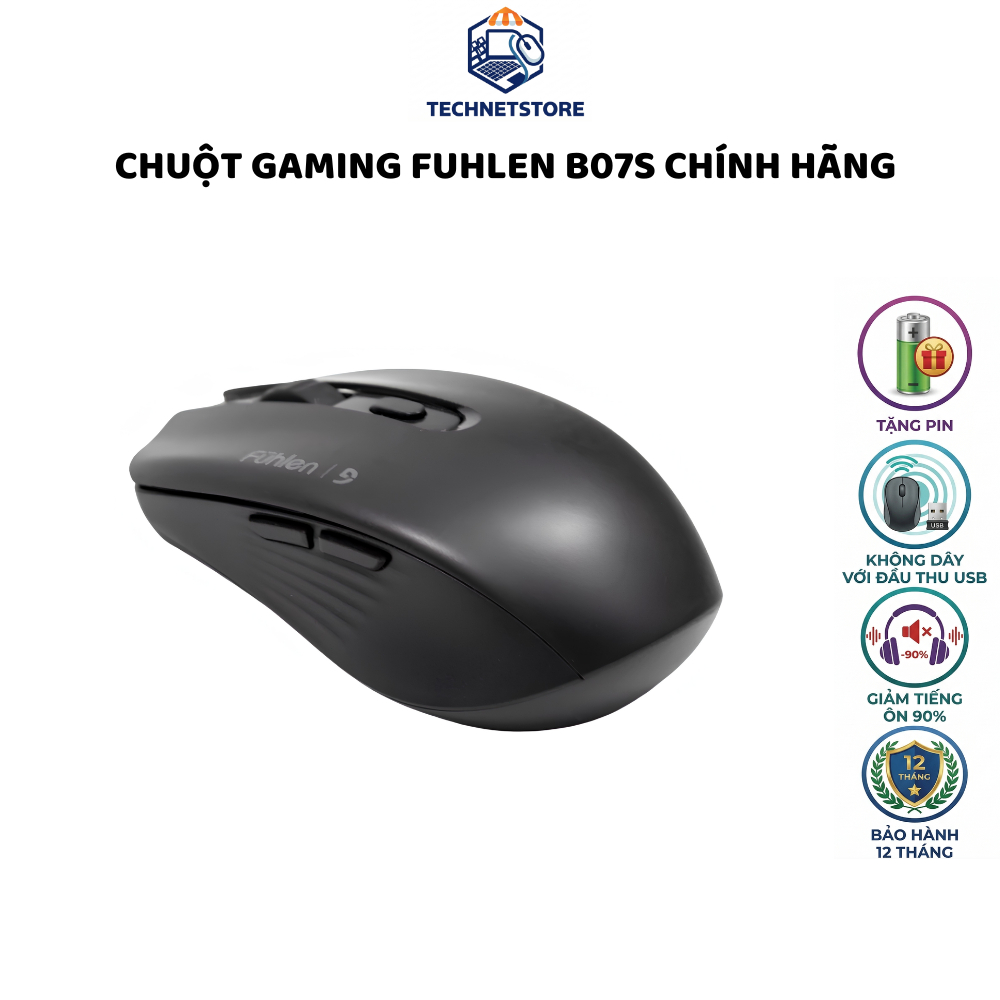 Chuột Không Dây Fuhlen B07S Dual Mode (Bluetooth & 2.4GHz)- Silent Switch, 1600DPI, BH 12 Tháng