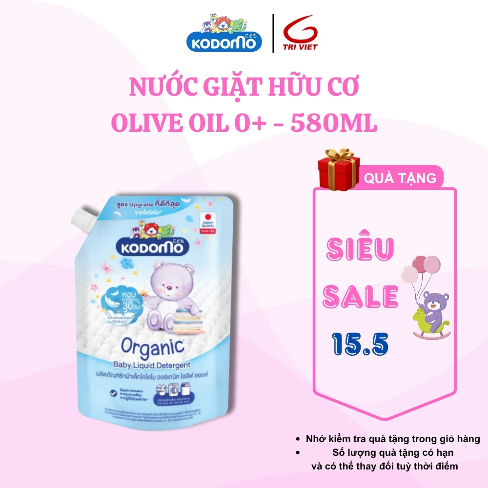 Nước Giặt Quần Áo Trẻ Em Organic Kodomo Tinh Dầu Oliu - 580ML