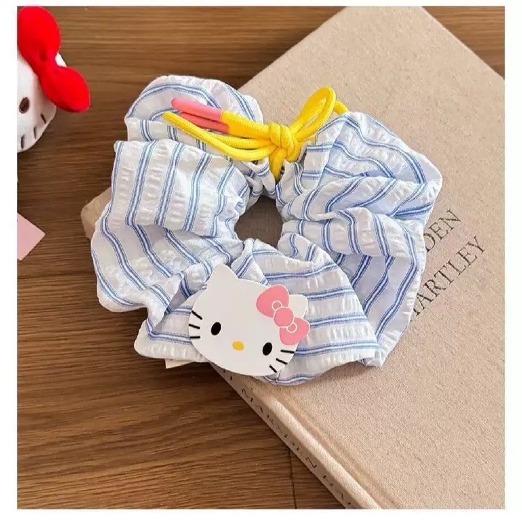 Scrunchies Hello Kitty Sọc Cao Cấp