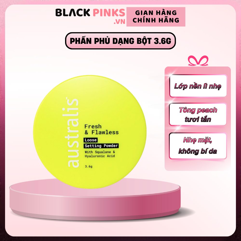 Phấn phủ Australis dạng bột mịn lì màu đào peach 3.6g