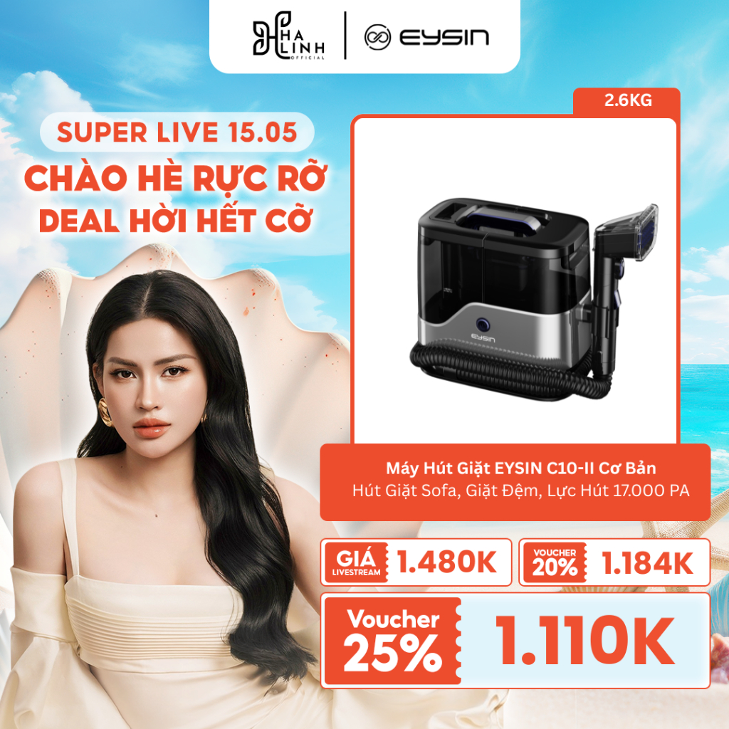 [VÕ HÀ LINH x EYSIN] Máy Hút Giặt EYSIN C10-II Hút giặt sofa giặt đệm Làm sạch diệt khuẩn ghế đệm Lự
