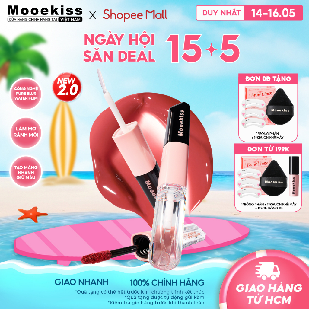 Son môi hai đầu Mooekiss thiết kế hai đầu, đa năng, mờ và bóng W1 3.1g và 1.5g | BigBuy360 - bigbuy360.vn