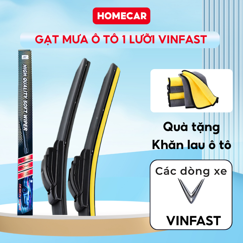 Cần Gạt Nước Mưa Ô Tô Vinfast 1 Lưỡi Cho Fadil Lux A2.0 VF8 VF5  Lắp Đặt Nhanh Tương Thích Đúng Xe