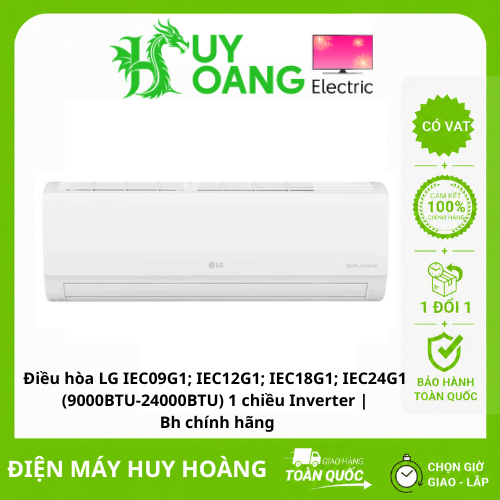 Điều hòa LG IEC09G1; IEC12G1; IEC18G1; IEC24G1 (9000BTU-24000BTU) 1 chiều Inverter | Bh chính hãng
