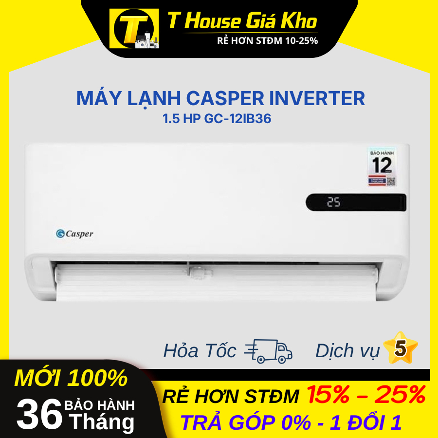 [ Mới 100% Chính Hãng ] Máy Lạnh Casper Inverter 1.5 HP GC-12IB36 Tiết Kiệm Điện Bền BH 36 Tháng