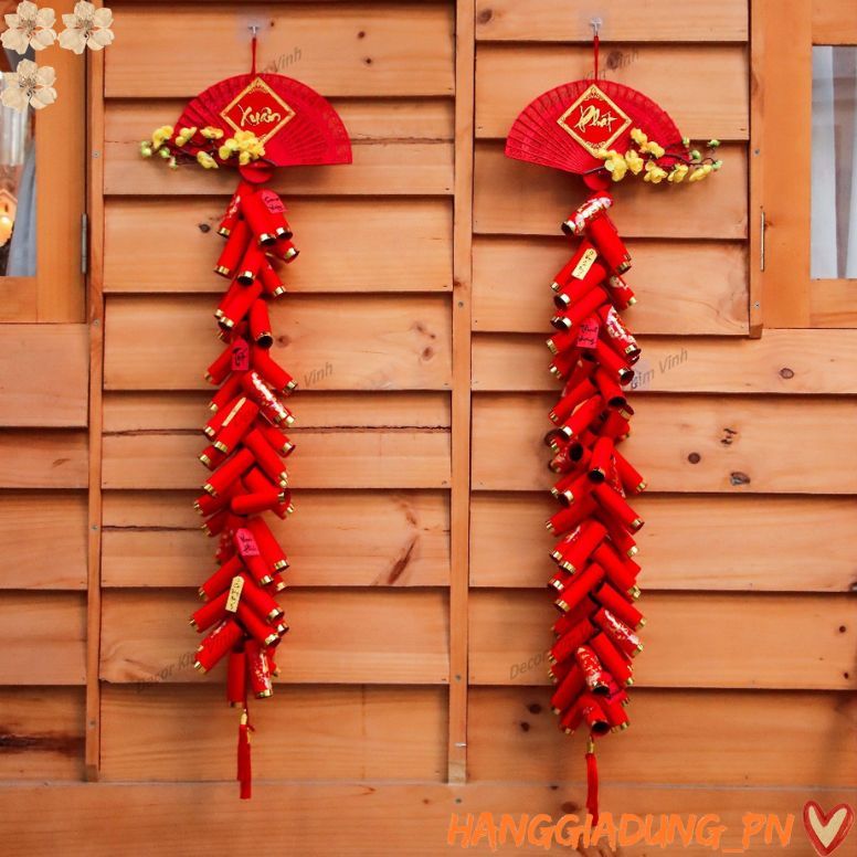 Chùm Pháo Giấy Đỏ Mô Hình Dài 130CM PG03 Trang Trí Tết HGDSS037
