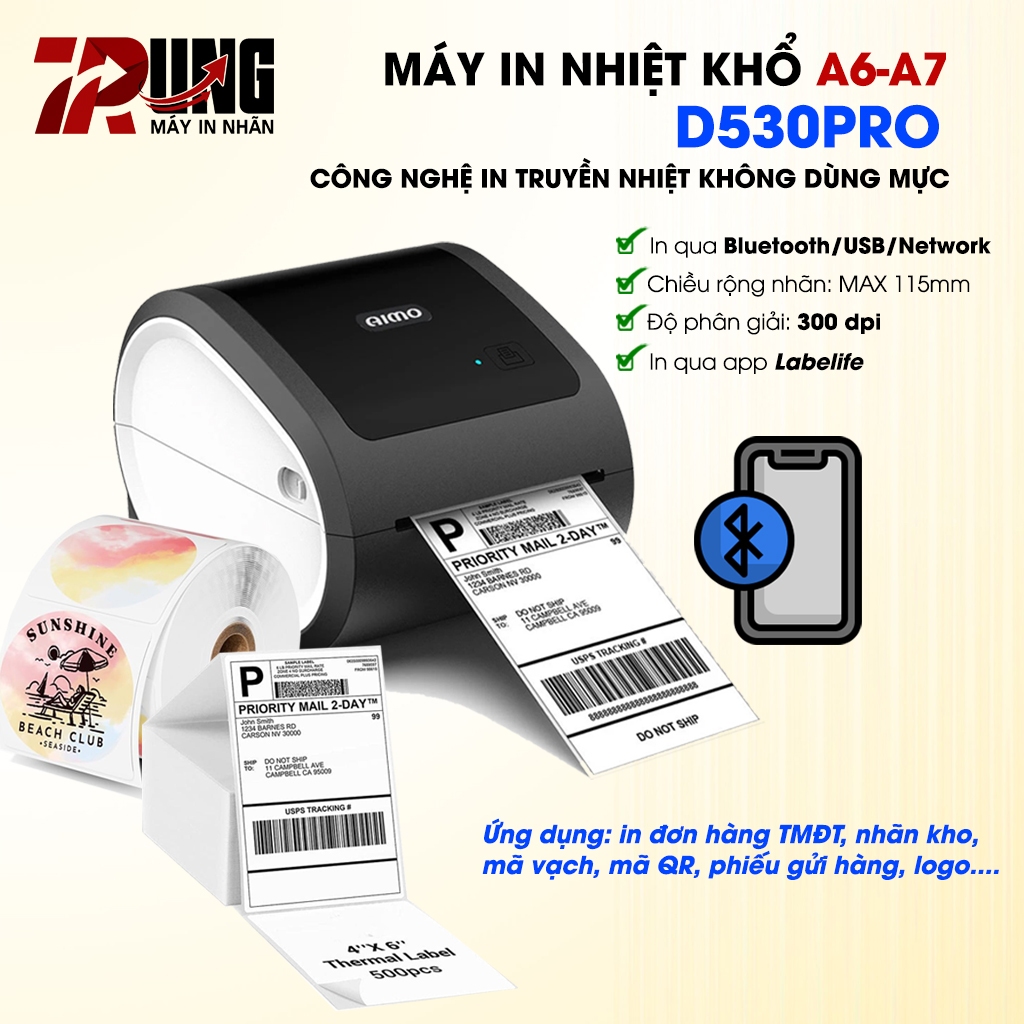 Máy In Nhãn D530 PRO - In Đơn Sàn TMDT Từ Điện Thoại, Máy Tính Bảng Hoặc Từ Máy Tính