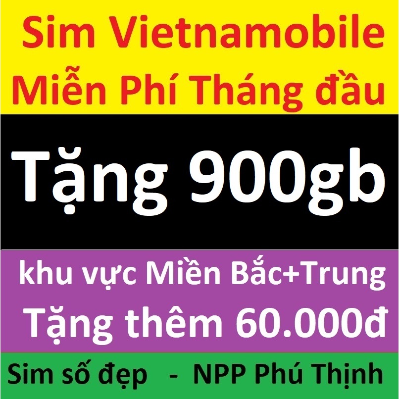Sim 4G Vietnamobile, Miễn phí data tháng đầu, tặng 150Gb - 900Gb/tháng