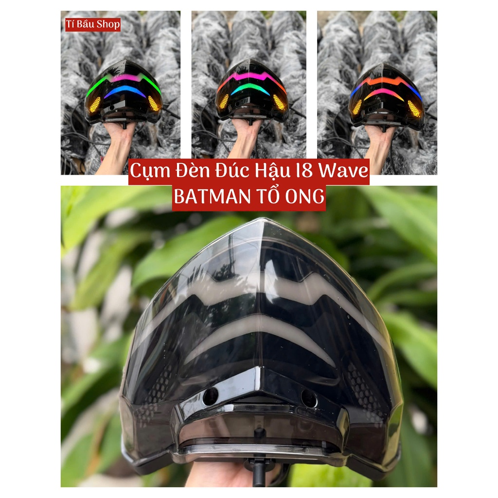 Cụm Đèn Đúc Hậu I8 WAVE A Mẫu Batman Tổ Ong Chỉnh App