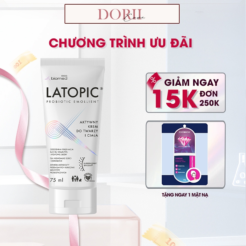 Latopic Kem dưỡng ẩm làm dịu cho da dị ứng, kích ứng Latopic Face And Body Cream 75ml tặng mặt nạ