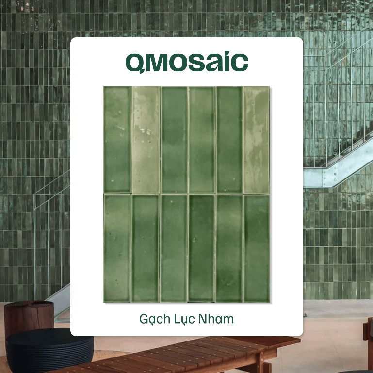 Gạch Thẻ Lục Nham 5x20 - Gạch Gốm Mosaic Thủ Công Bát Tràng | Quy cách: 50x200x7 mm | QMosaic