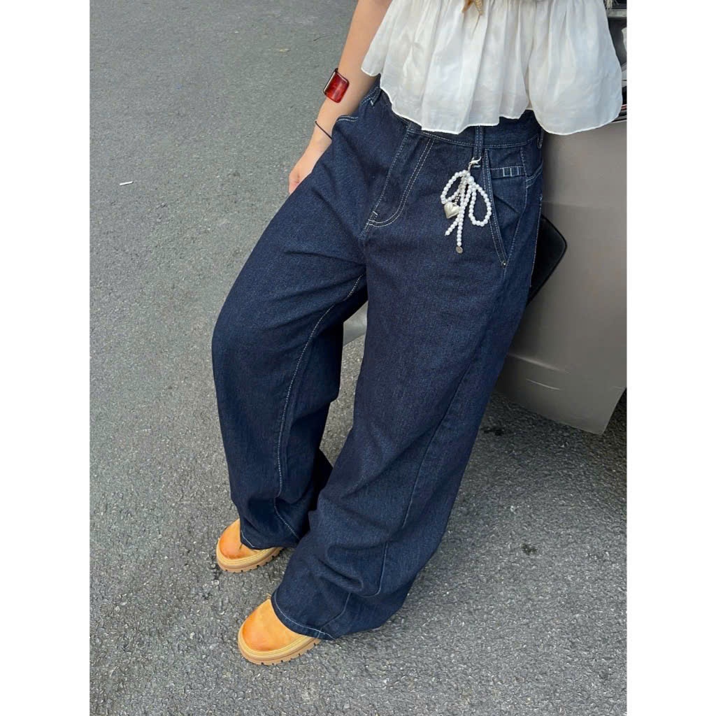 Quần Jean Nữ Dáng Suông Basic JAUNE HI – Thời Trang Nam Nữ 3 Tone Màu Denim