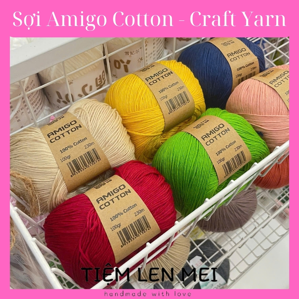 🌸 Sợi Amigo Cotton (Craft Yarn) - Cỡ sợi 1.5mm - Trọng lượng 100gram - Chiều dài 230m 🌸