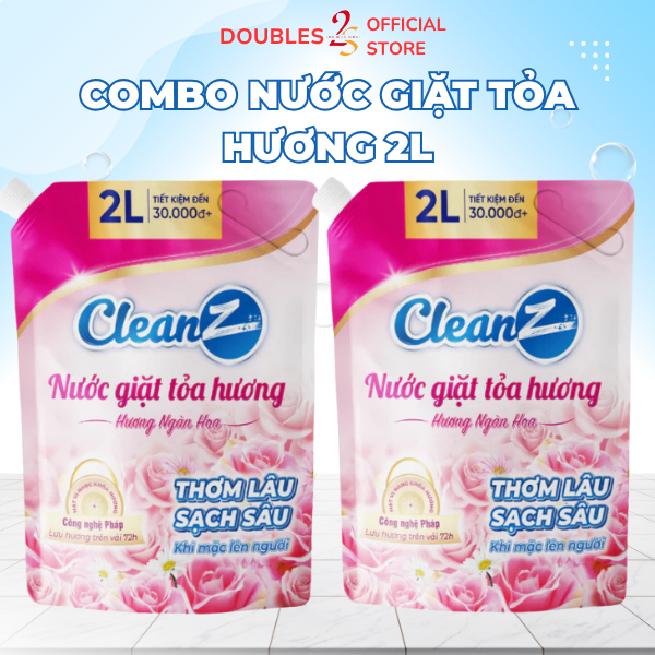 Combo Nước Giặt Xả Tỏa Hương CleanZ Hương Ngàn Hoa Đánh Bay Vết Bẩn Quần Áo Lưu Hương 72H