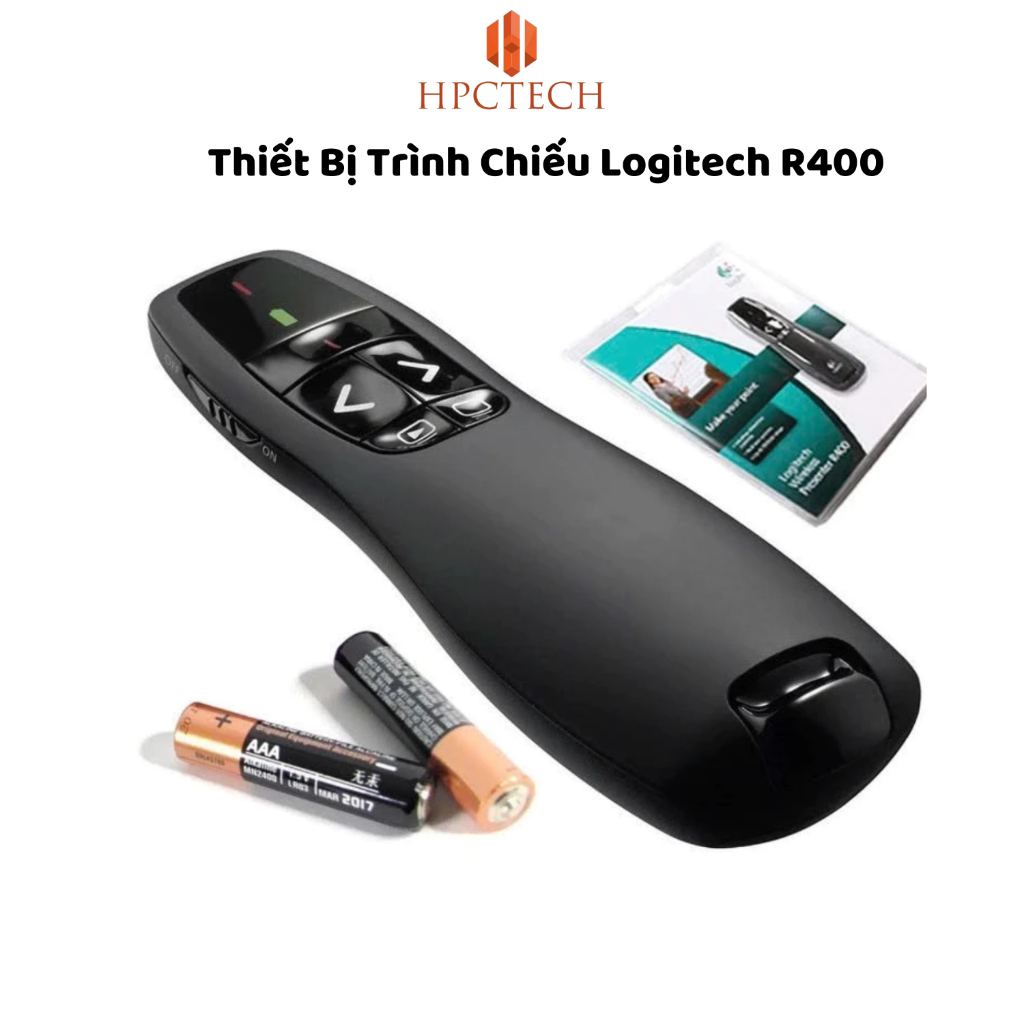 Bút Trình Chiếu Logitech R400 Laser Đỏ - Thương Hiệu Logitech - Model R400 - Kết Nối Wireless 15m, P
