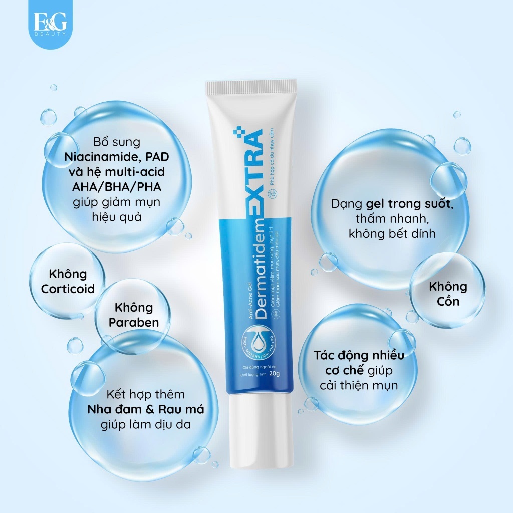 Combo Sữa rửa mặt Dermatidem và Gel Chấm mụn, Giảm mụn mờ thâm Dermatidem Extra cho da nhạy cảm | BigBuy360 - bigbuy360.vn